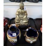 Brass Buddha on wooden stand, Satsuma vase etc Condition Report: Available upon request