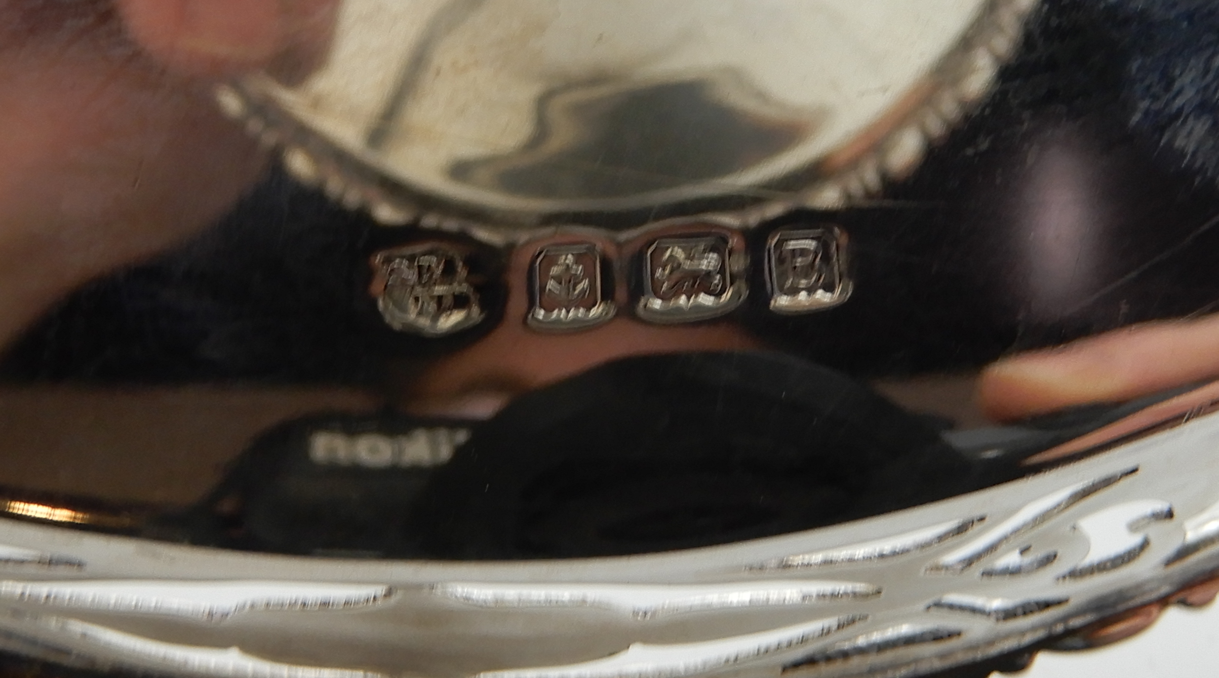 A silver tazza with a circular flat with pierced decorated rim, 12cm high, 411gms Condition - Image 2 of 2