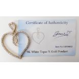 A 9ct gold white topaz heart shaped pendant dimensions 5.2cm x 4cm, weight 6.4gms, together with a