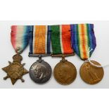 A WWI group of four including a mercantile marine service medal to J Wilson, F.M.N., M.F.A.