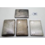 A lot comprising four silver cigarette cases, various hallmarks 698gms Condition Report: Available