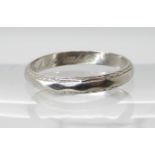 A platinum wedding ring size R1/2, weight 3.9gms Condition Report: Available upon request