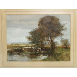 GEORGE NEIL Cattle at a river, signed, watercolour, 35 x 46cm Condition Report: Available upon