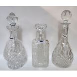 Three cut glass decanters Condition Report: Available upon request