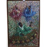 BETTY ACQUAH Three figures, oil on canvas, 87 x 58cm Condition Report: Available upon request