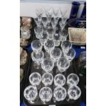 A collection of Waterford Kathleen pattern drinking glasses including eight 12cm high goblets, eight