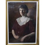 BRITISH SCHOOL Portrait of a girl seated, head and shoulders, oil on canvas, 78 x 52cm Condition