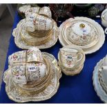 A Cauldon flower decorated porcelain teaset and two Spode rose decorated plates Condition Report: