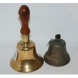 A vintage hand bell and another bell (2) Condition Report: Available upon request