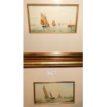 H H BINGLEY Fishing boats going out and returning, signed, watercolour, 10 x 18cm (2) Condition