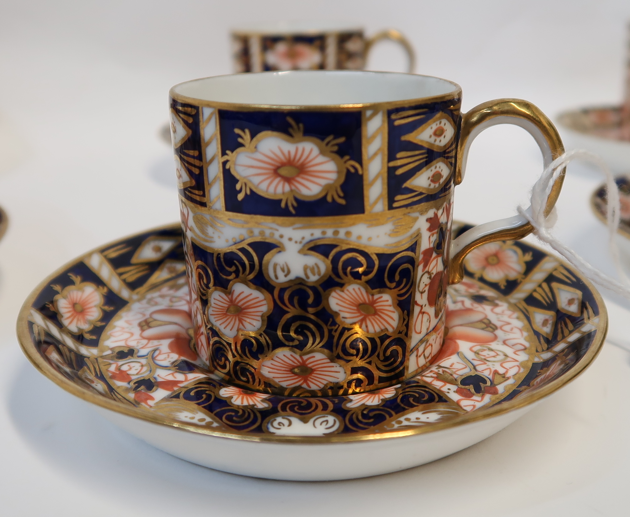 Six Royal Crown Derby coffee cans and saucers, pattern no 2451, six Paragon Coronation cups and - Image 2 of 3
