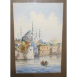 CONTINENTAL SCHOOL Sultan Ahmet, St Sophia Mosque, signed, watercolour, 40 x 26cm Condition