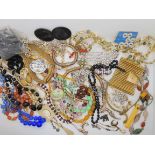A Time Chain cuff watch, snake necklace, vintage beads and embellishments Condition Report: No