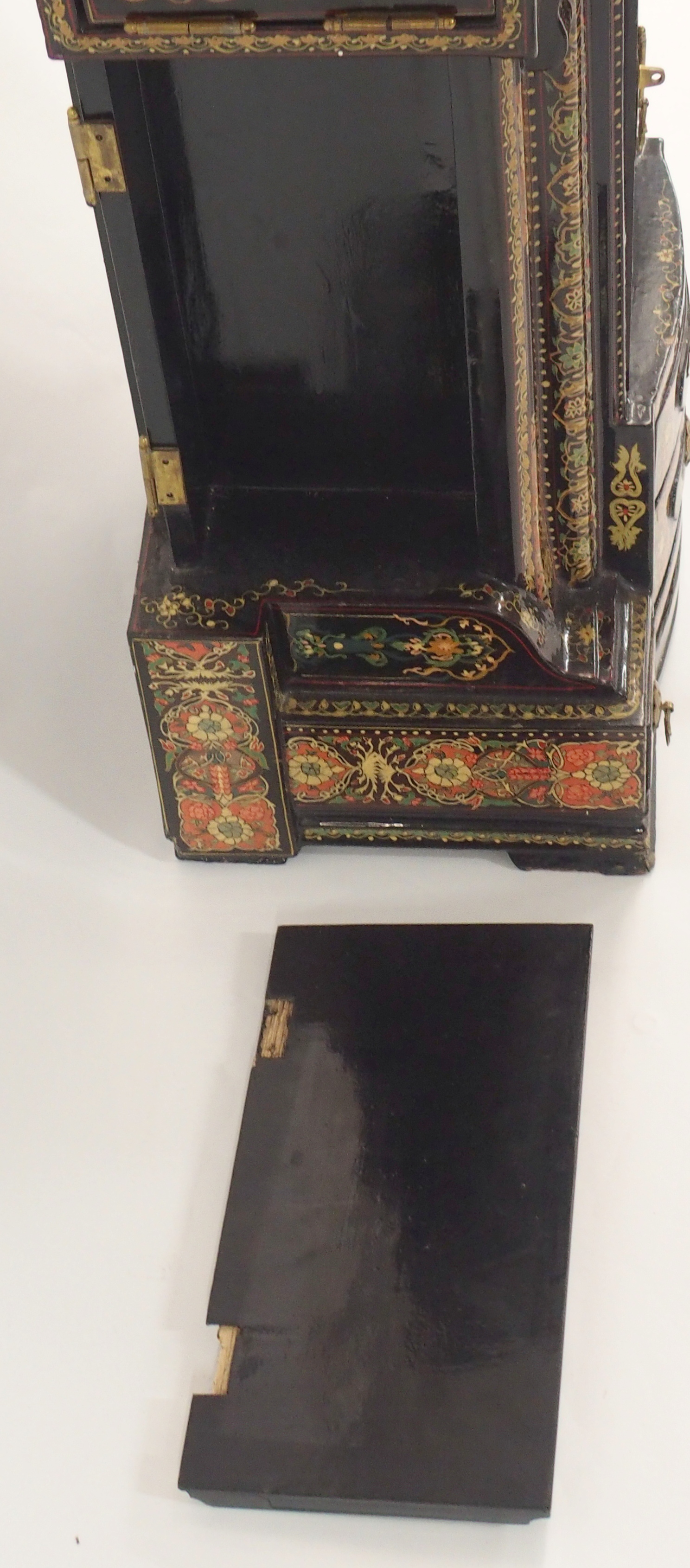 An oriental black lacquer small cabin with multiple drawers and doors, 71cm high x 46cm wide x - Image 5 of 5