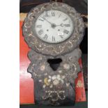 An inlaid papier mache wall clock Condition Report: Available upon request