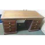 A large twin pedestal desk, 82cm high x 170cm wide x 79cm deep Condition Report: Available upon