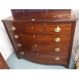 A 19th Century mahogany three over three chest of drawers, 105cm high x 129cm wide x 58cm deep