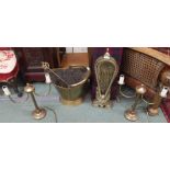 A brass fan firescreen, bucket etc Condition Report: Available upon request