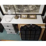 A painted dressing chest, firescreen, wine table, prints, lamp and a picture frame Condition Report:
