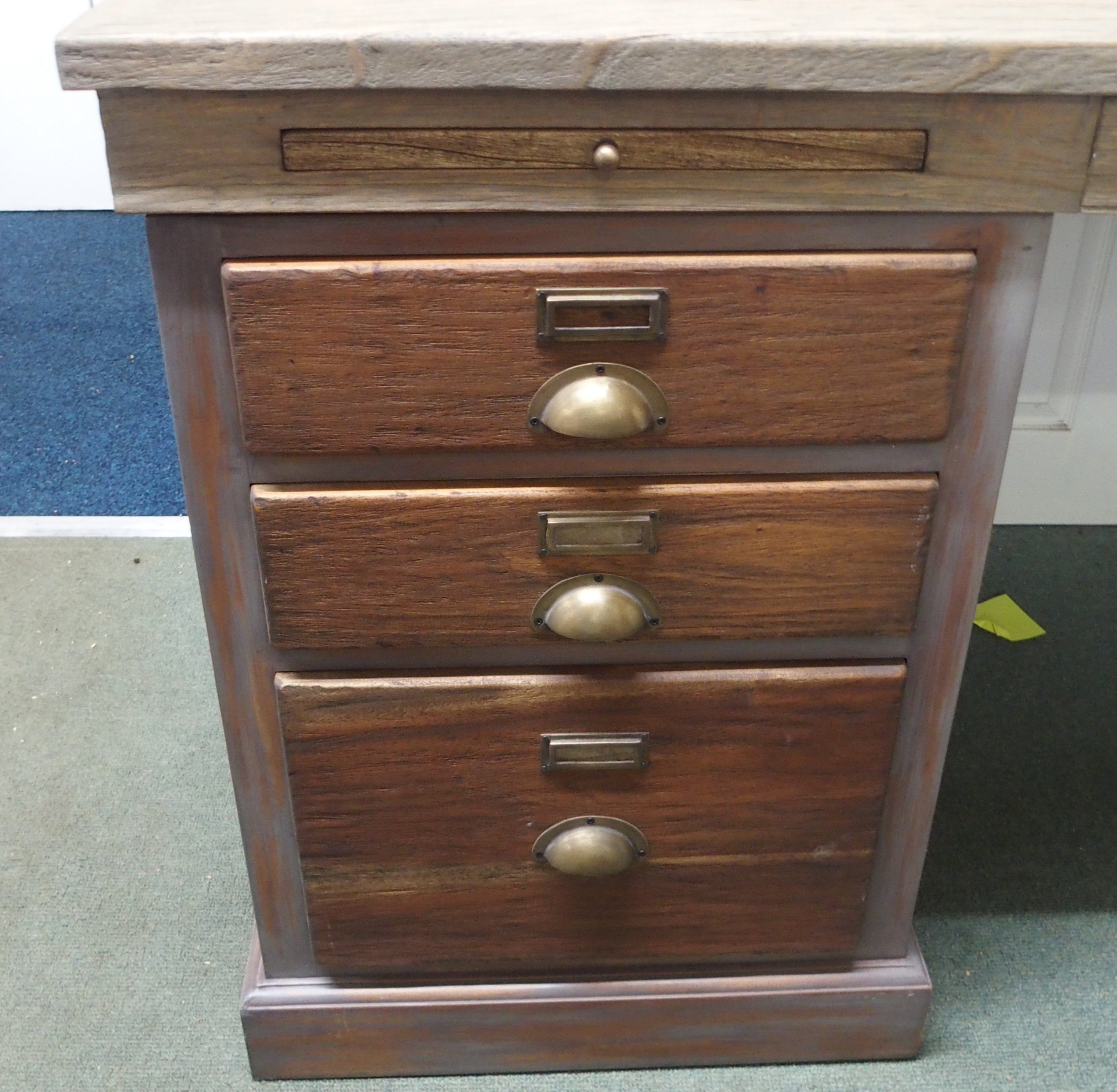 A large twin pedestal desk, 82cm high x 170cm wide x 79cm deep Condition Report: Available upon - Image 2 of 2