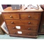 A Victorian mahogany two over three chest of drawers, 101cm high x 107cm wide x 47cm deep
