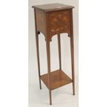 An Art Nouveau inlaid mahogany plant stand, 109cm high Condition Report: Available upon request
