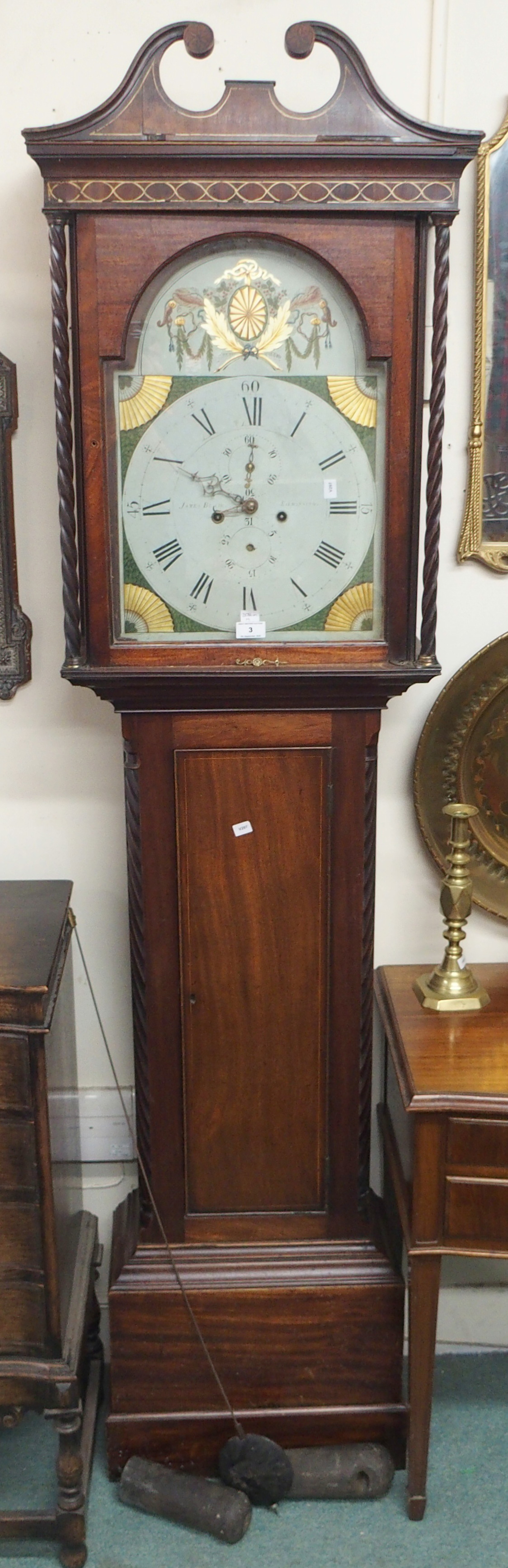 A mahogany longcase clock with painted face, James Blair, Kilwinning, 208cm high Condition Report: