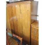 A mahogany two door wardrobe, 187cm high x 123cm wide x 60cm deep and double bed ends (2)