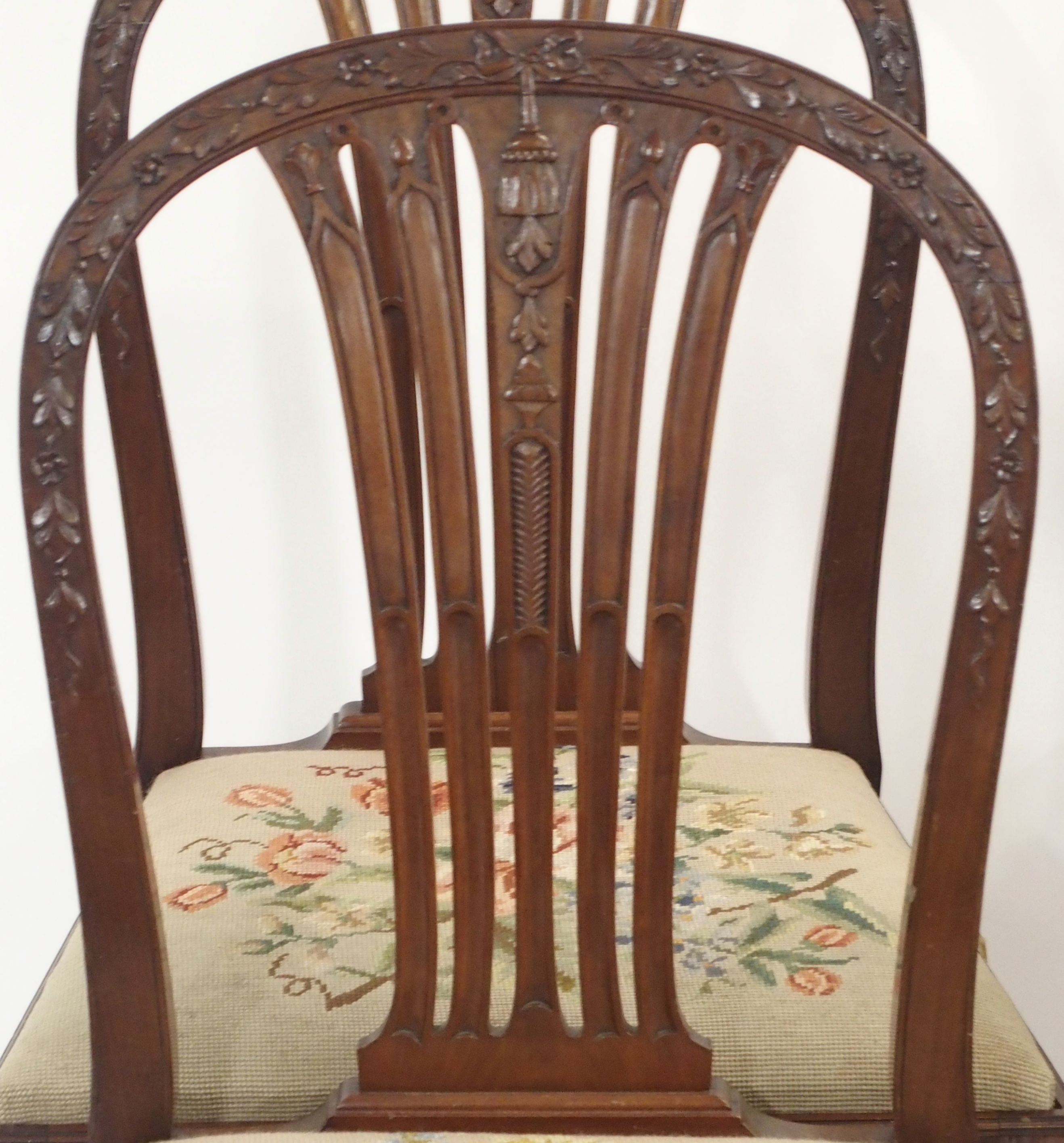 A set of six carved mahogany dining chairs with woolwork seats (John Taylor & Son, Edinburgh) (6) - Image 2 of 3
