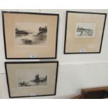 Three framed etchings (3) Condition Report: Available upon request