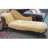 A Victorian mahogany chaise longue with serpentine front carved back Condition Report: Available