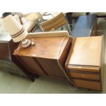 A mid-Century teak TV cabinet with tambour front, 79cm high x 88cm wide x 42cm deep, filing cabinet,
