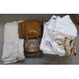 Assorted table linen, woolen shawl etc Condition Report: No condition report available for this lot