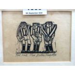 WILLIE RODGER Free Kick, signed, wood block print, 35/100, dated, (19)86, 8.5 x 11cm Condition