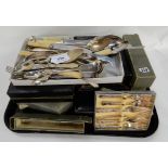 A tray lot of loose and cased cutlery Condition Report: Available upon request