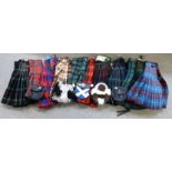 Assorted various adult and child kilts and sporran's Condition Report: No condition report available