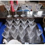 A collection of Waterford Kathleen glasses including five at 16.5cm wine glasses, eight at 13.5cm
