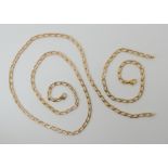 A 9ct gold curb chain necklace length 55cm and bracelet length 19cm, weight 18gms combined Condition