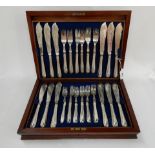 A cased thirty six piece silver plated fish cutlery set Condition Report: Available upon request