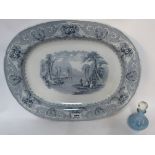 A transfer decorated platter in Lake patter, together with Caithness scent bottle Condition