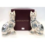 A pair of Griselda Hill 'Wemyss Ware' cats in willow pattern, no 3 and 4 of 200, with box and