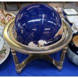 A large hardstone globe of the world on brass stand Condition Report: Available upon request