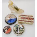 A collection of vintage compacts, card cases and a bottle of Chypre perfume on its original