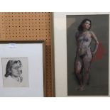 WILLIAM ARMOUR Nude female model, signed, pastel and chalk, 46 x 24cm and Sandhya Bose, portrait