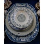 A blue and white transfer printed platter tilted Cathedral Church of Glasgow, a large pearlware