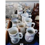 A collection of Scottish pottery jugs including Clyde Pottery, Cochran, J & M P Bell Condition