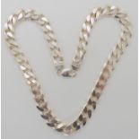 A heavy silver curb link chain, length 52.5cm, each link approx 16.8mm x 12.8mm Condition Report: No