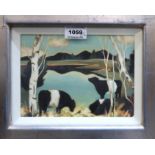 LINDSAY KEIR Gloxinia, signed, gouache, 26 x 24cm and LESLEY MCLAREN Belties by a loch, oil on