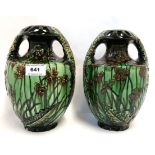 A pair of Austrian Turn Wien pottery vase with raised decoration, 23cm high Condition Report: