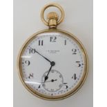 A 9ct gold Benson's open face pocket watch, diameter of the dial 4.7cm, weight including the